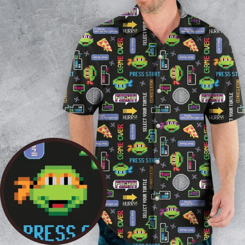 The TMNT Pixel Characters Hawaiian Shirt