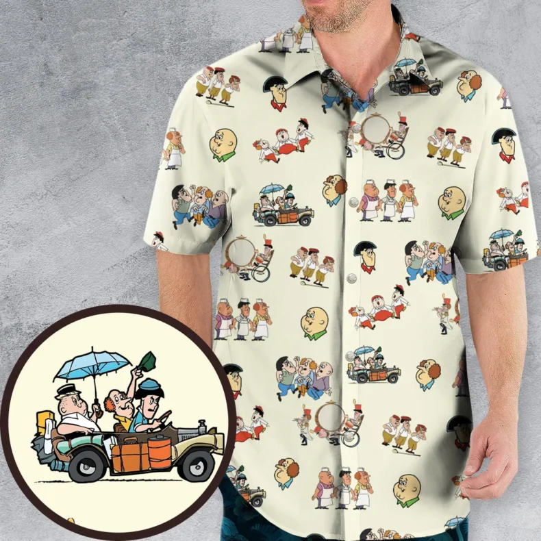 Three Stooges Cartoon 1965 Hawaiian Shirt