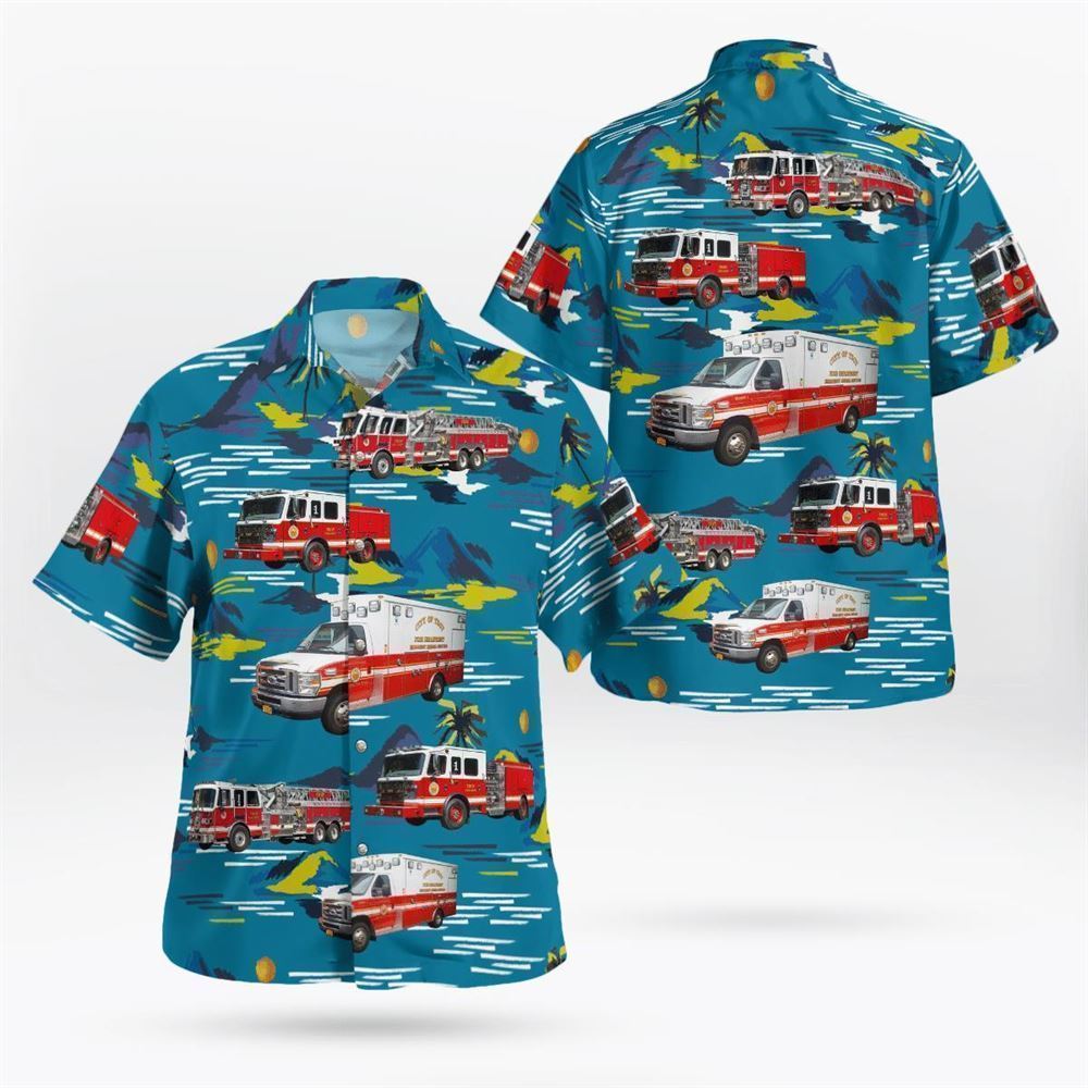 Ticonderoga, NY, Ticonderoga Fire Department Hawaiian Shirt - Gifts For Firefighters In Ticonderoga