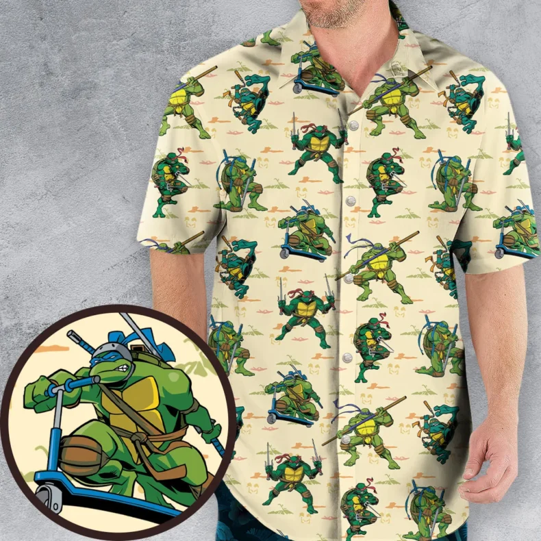 TMNT Characters Weapon Pattern Hawaiian Shirt