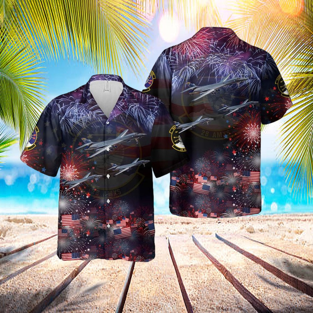Us Air Force 28th Aircraft Maintenance Squadron Rockwell B-1b Lancer, 4th Of July 2 Hawaiian Shirt - Hawaiian Outfit For Men