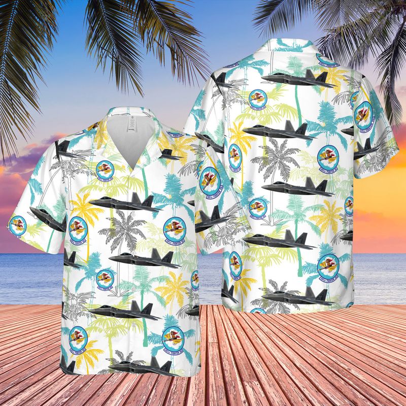 Us Air Force 301st Fighter Squadron F-22a Raptor Hawaiian Shirt - Mens Hawaiian Shirt - US Air Force Gifts