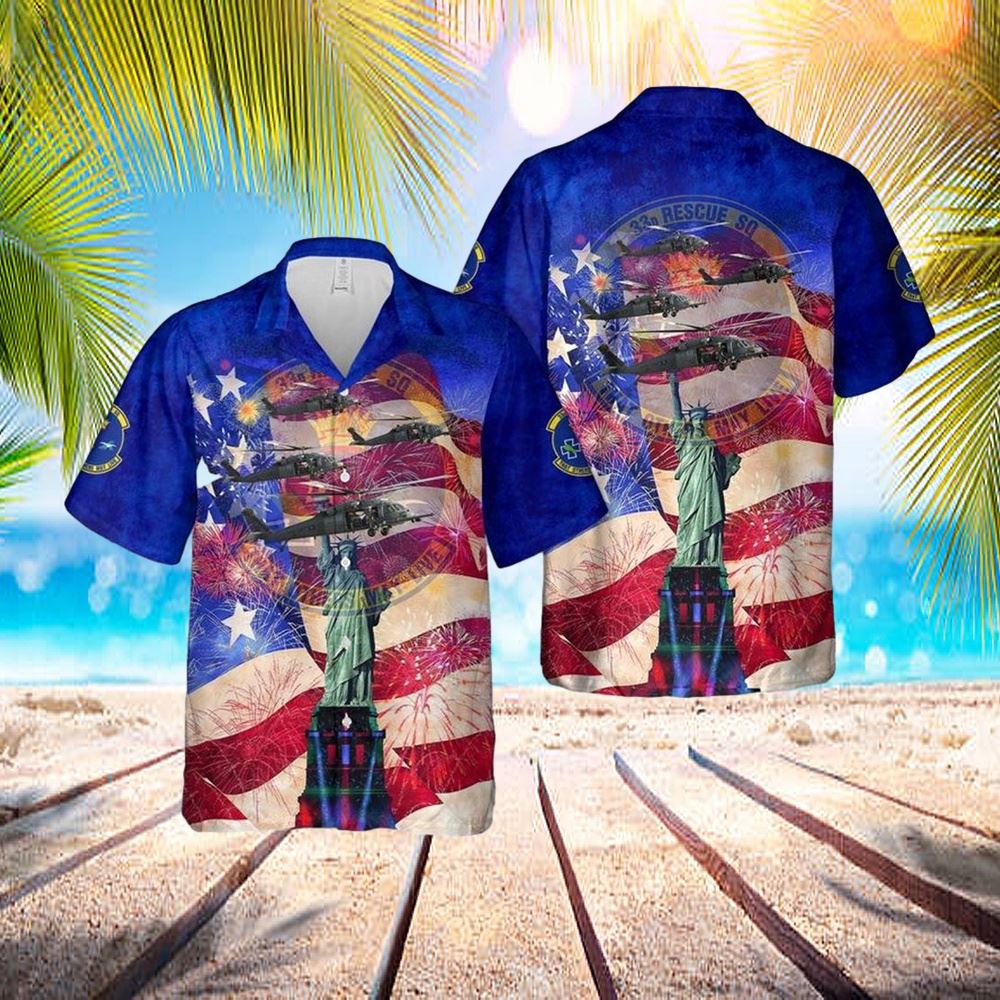 Us Air Force 33d Rescue Squadron Hh-60 Pave Hawk, 4th Of July Hawaiian Shirt - Hawaiian Outfit For Men