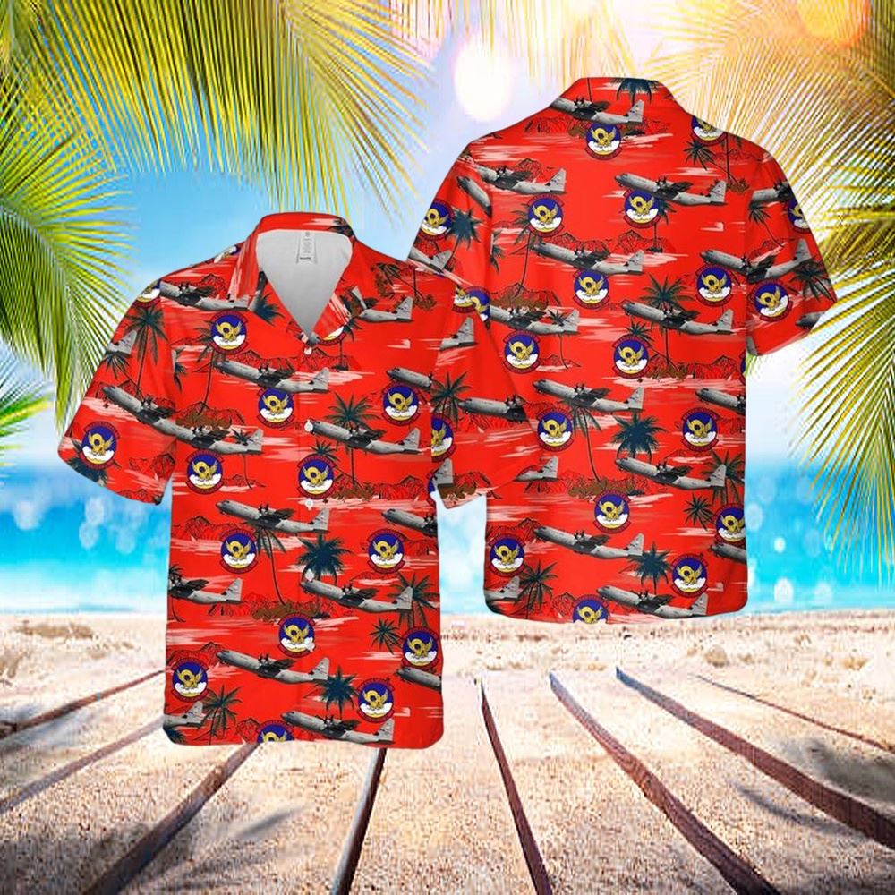 Us Air Force 39th Airlift Squadron Lockheed C-130j Super Hercules 1 Hawaiian Shirt - Hawaiian Outfit For Men