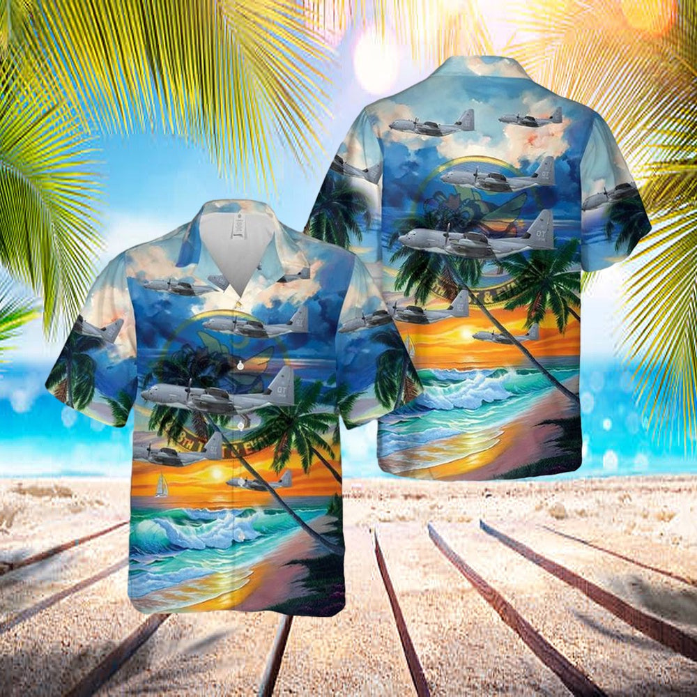 Us Air Force 418th Test And Evaluation Squadron Lockheed Hc-130j Combat King II Hawaiian Shirt - Hawaiian Outfit For Men
