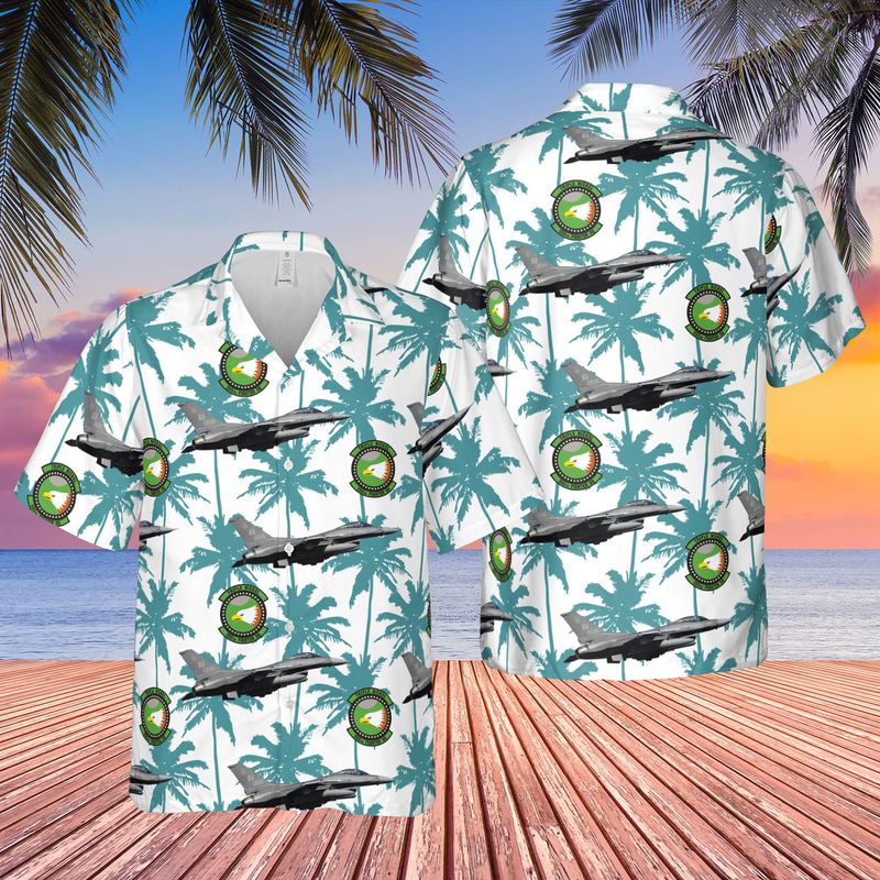 Us Air Force 555th Fighter Squadron F-16c Fighting Falcon Hawaiian Shirt - Mens Hawaiian Shirt - US Air Force Gifts