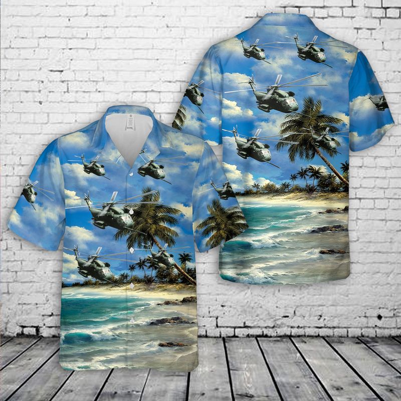 Us Air Force 67th Special Operations Squadron Sikorsky Hh-53c Super Jolly Green Giant Hawaiian Shirt - Mens Hawaiian Shirt - US Air Force Gifts