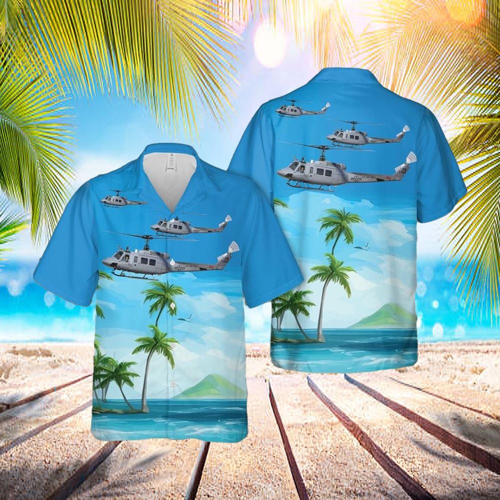 Us Air Force Bell Th-1h Huey II (205) Hawaiian Shirt - Hawaiian Outfit For Men - Gift For Young Adult
