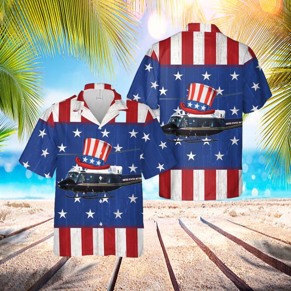 Us Air Force Bell Uh-1n Twin Huey 1st Helicopter Squadron, 4th Of July Hawaiian Shirt - Hawaiian Outfit For Men