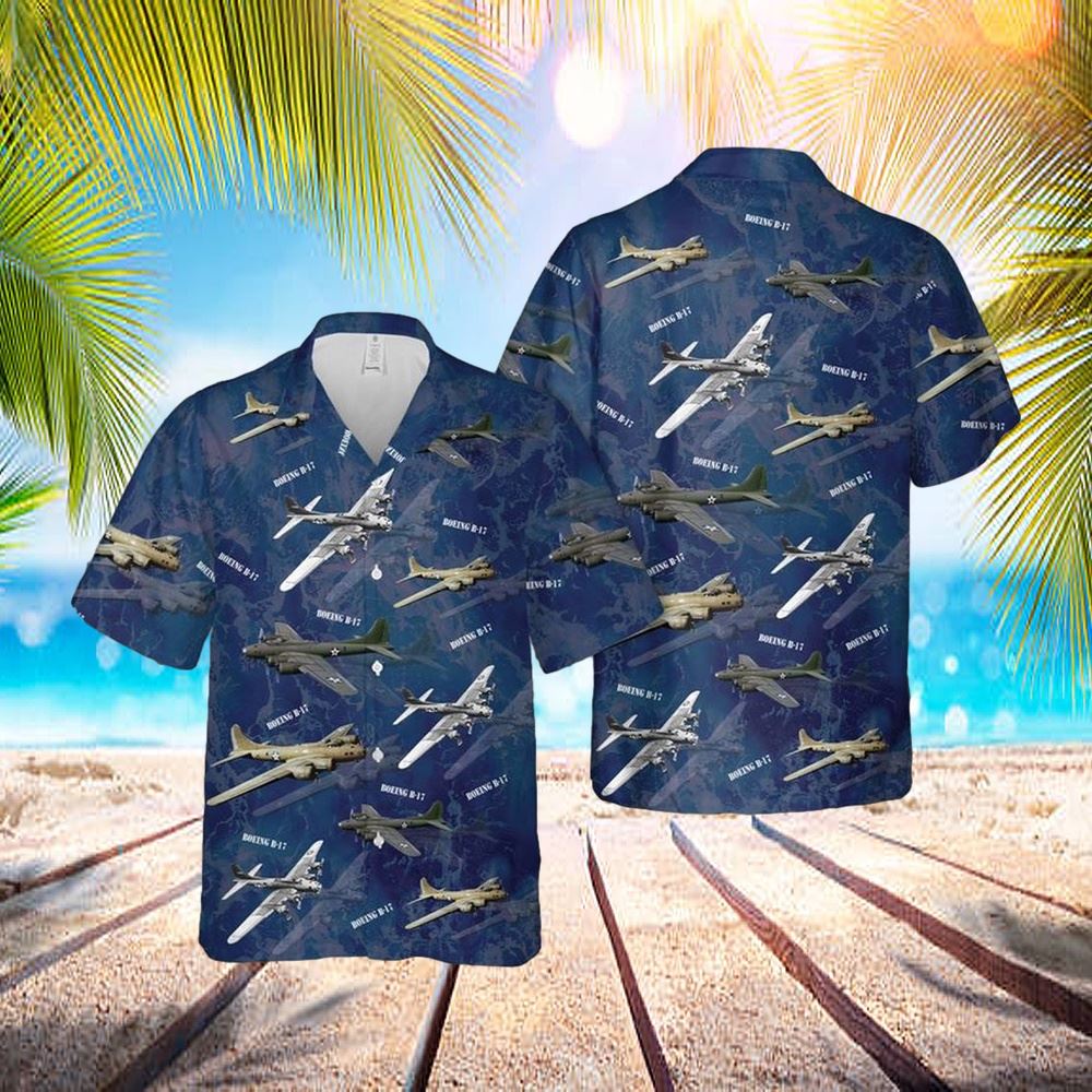 Us Air Force Boeing B-17 Flying Fortress In Ww2 Hawaiian Shirt - Hawaiian Outfit For Men