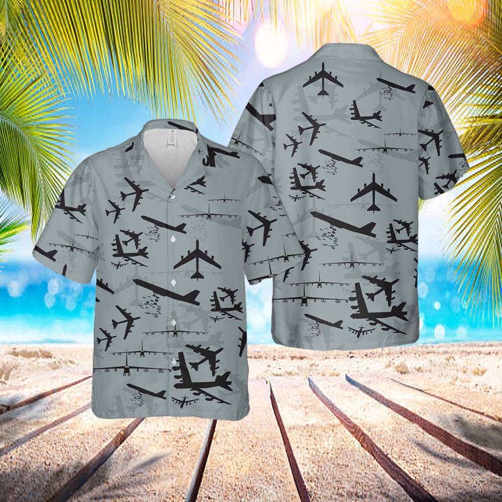 Us Air Force Boeing B-52 Stratofortress Aircraft Silhouettes Hawaiian Shirt - Hawaiian Outfit For Men