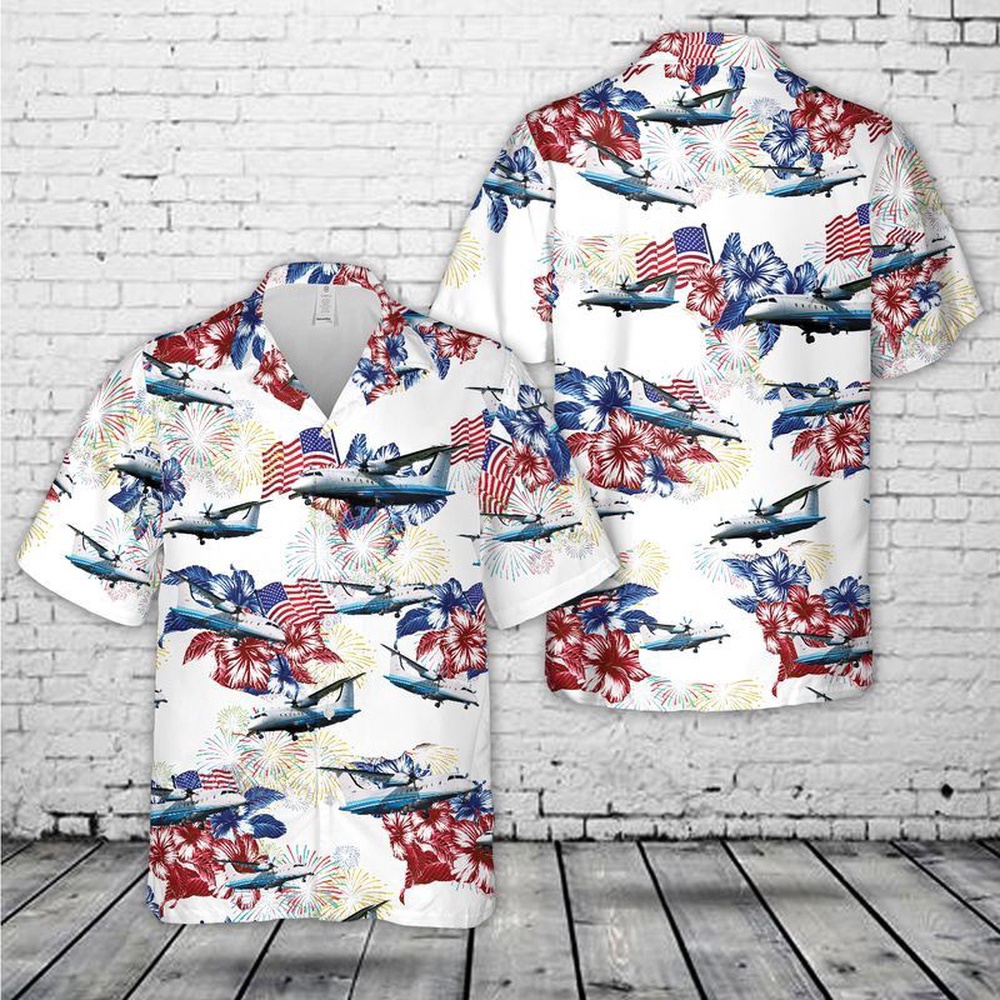 US Air Force C-146A Wolfhound Hawaiian Shirt 4th of July Apparel for All, 4th Of July Hawaiian Shirt, 4th Of July Shirt