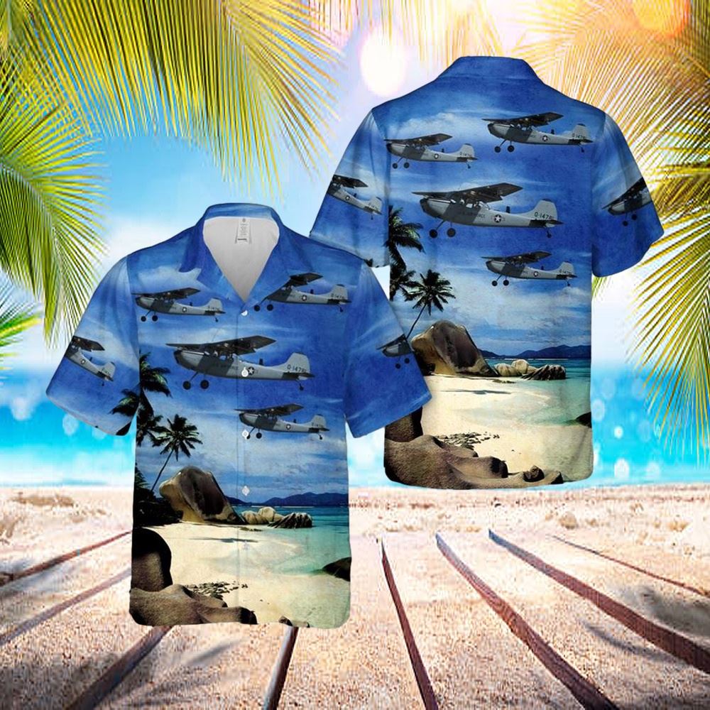 US Air Force Cessna Bird Dog Hawaiian Shirt - Mens Hawaiian Shirt - US Air Force Gifts