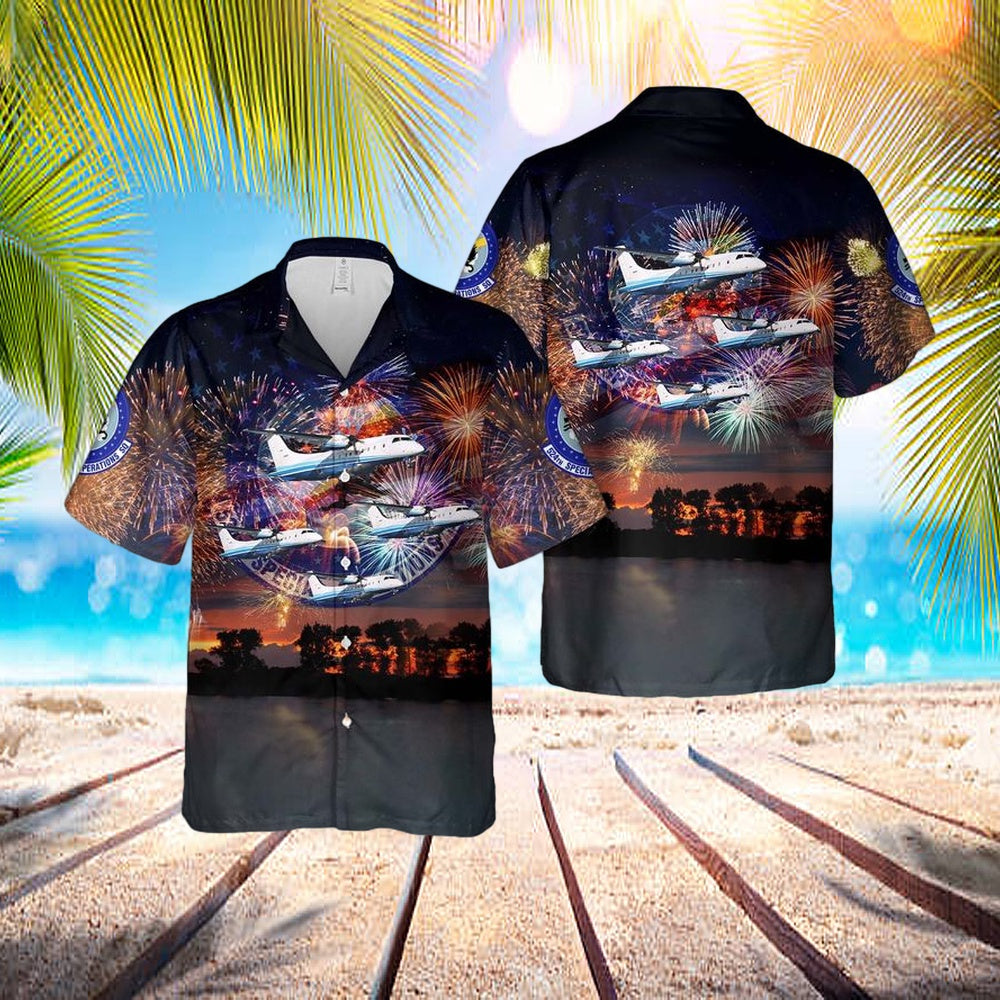 US Air Force Dornier C-146A Wolfhound Of 524th Special Operations Squadron, 4th Of July Hawaiian Shirt - Mens Hawaiian Shirt - US Air Force Gifts