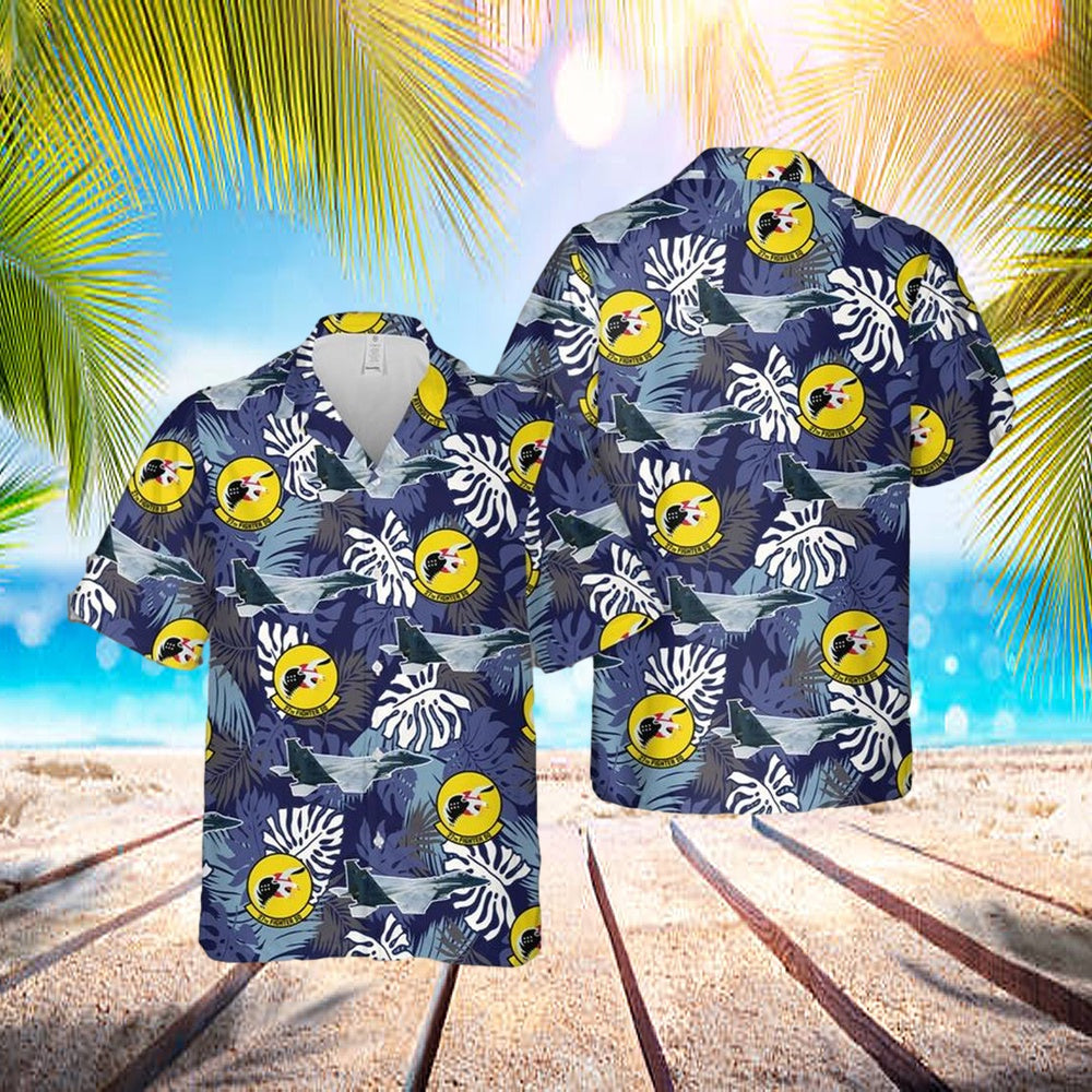 US Air Force F-15 Eagle Of 27th Fighter Squadron Fighting Eagles Hawaiian Shirt - Mens Hawaiian Shirt - US Air Force Gifts