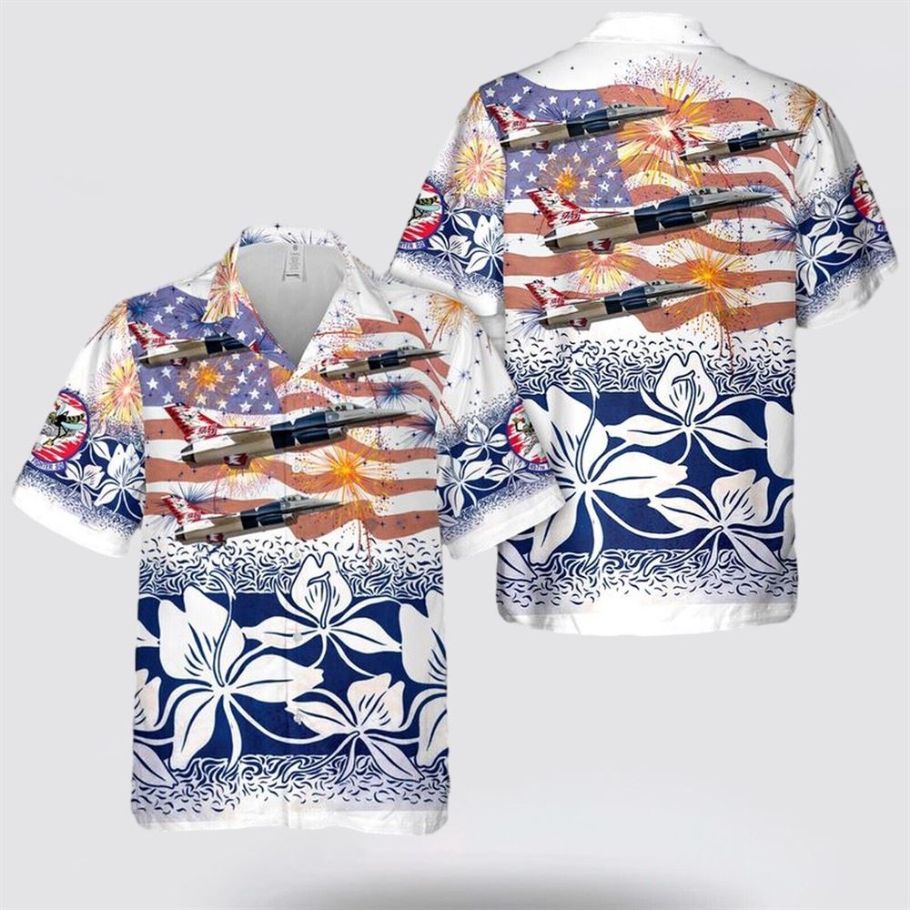 US Air Force F-16 Fighting Falcon 457th Fighter 4th Of July Hawaiian Shirt - Gift For Military Personnel