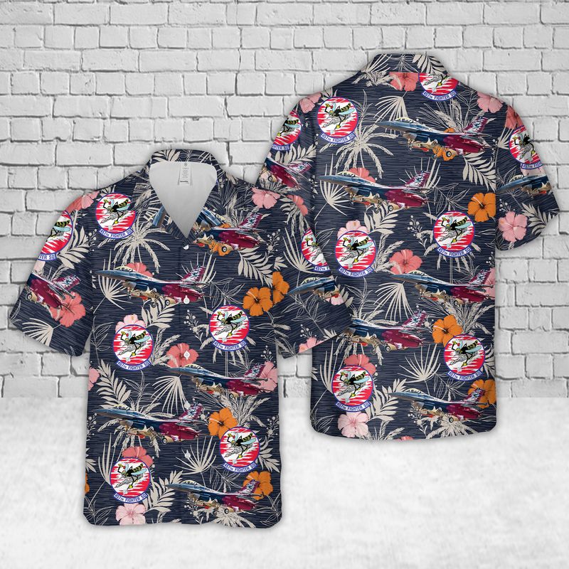 Us Air Force F-16 Fighting Falcon 457th Fighter Squadron Hawaiian Shirt Dltt1808bg07 - Mens Hawaiian Shirt - US Air Force Gifts