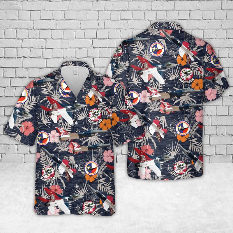Us Air Force F-16 Fighting Falcon 457th Fighter Squadron Hawaiian Shirt Dltt1908bg02 - Mens Hawaiian Shirt - US Air Force Gifts