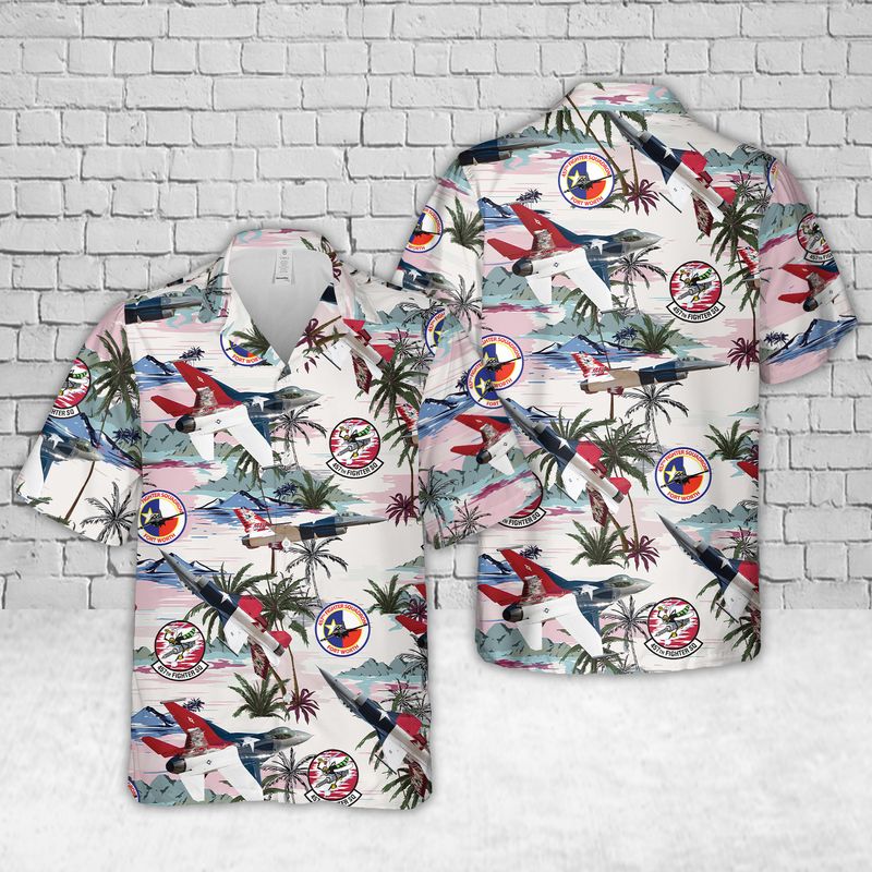 Us Air Force F-16 Fighting Falcon 457th Fighter Squadron Hawaiian Shirt Dltt2008bg01 - Mens Hawaiian Shirt - US Air Force Gifts