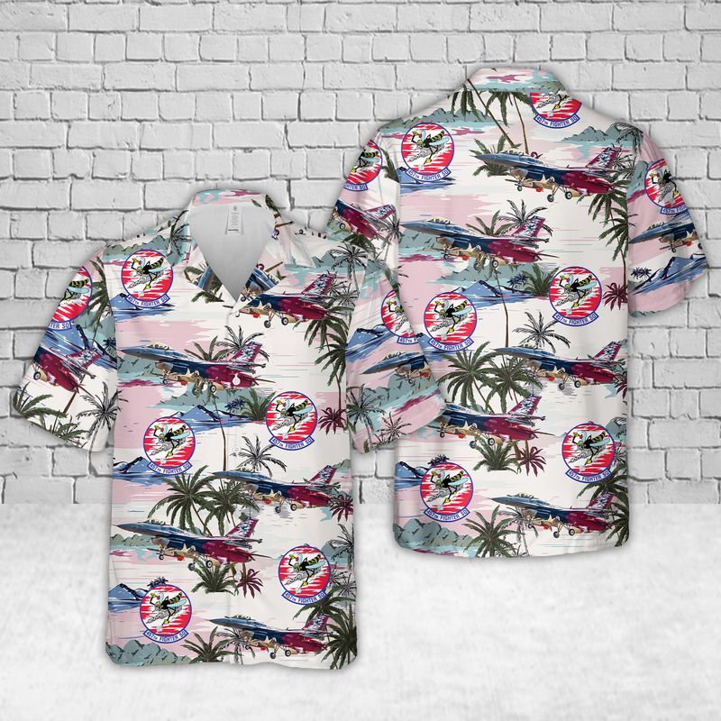 Us Air Force F-16 Fighting Falcon 457th Fighter Squadron Hawaiian Shirt - Mens Hawaiian Shirt - US Air Force Gifts