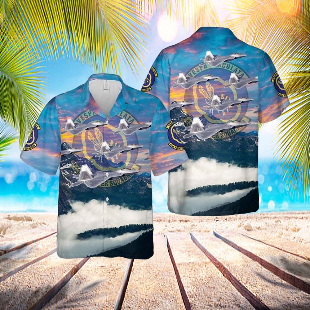 Us Air Force F-22a Raptor Of 43rd Fighter Squadron Hawaiian Shirt - Hawaiian Outfit For Men