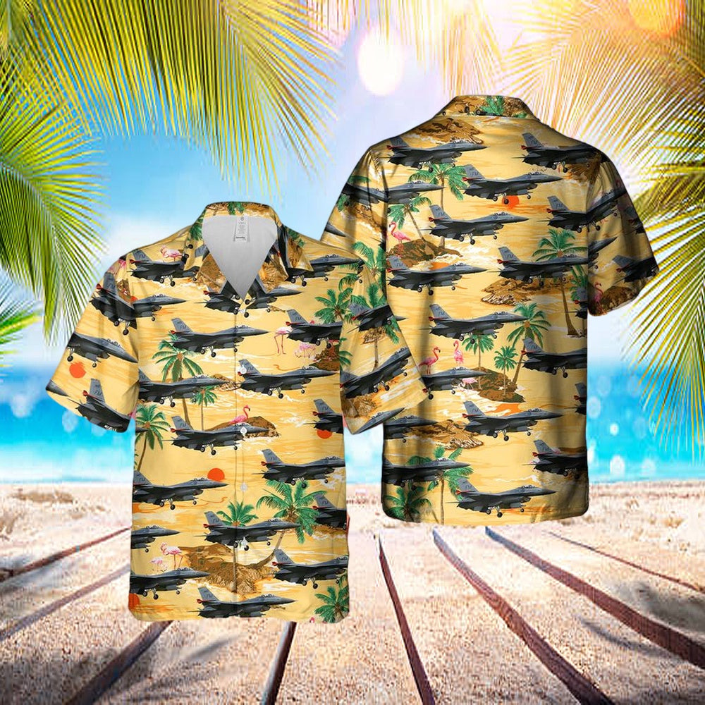 Us Air Force General Dynamics F-16c Fighting Falcon (401) Hawaiian Shirt - Beachwear For Men - Best Hawaiian Shirts