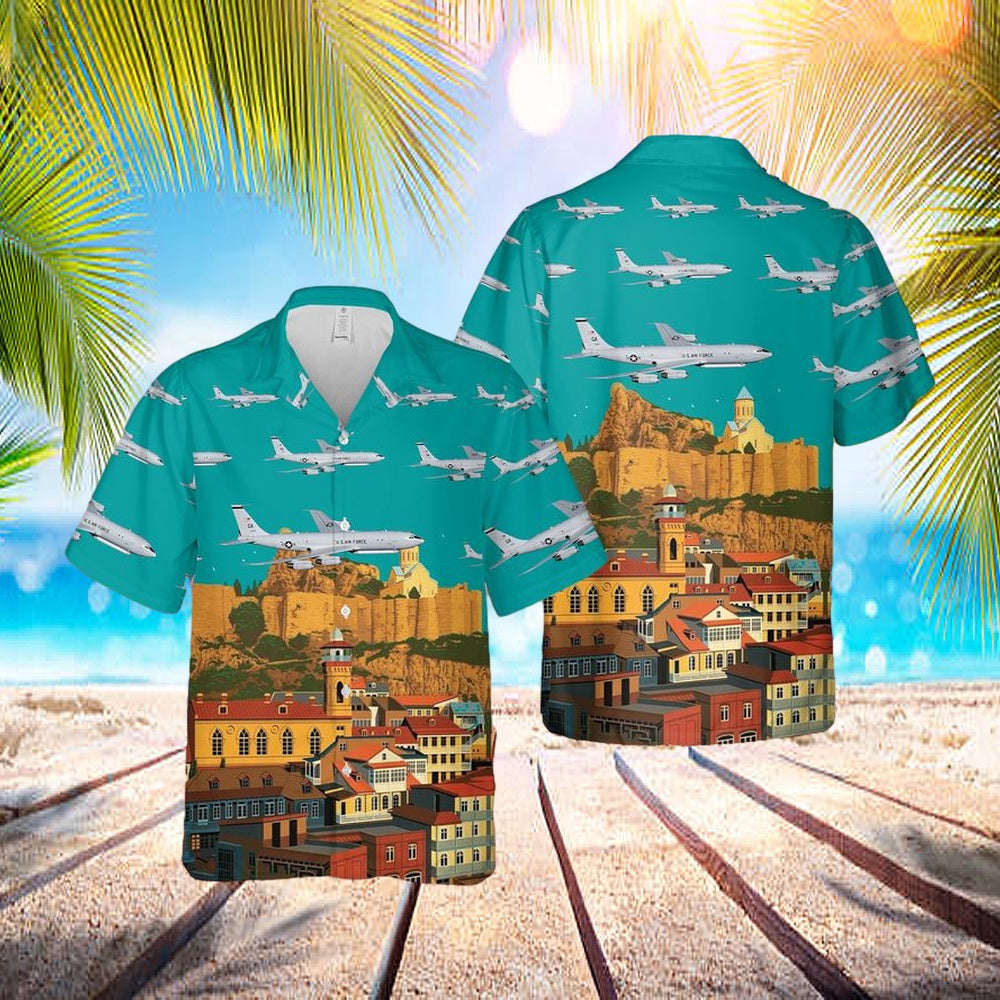 Us Air Force Georgia Air National Guard 116th Air Control Wing E-8c Joint Stars Hawaiian Shirt - Beachwear For Men - Best Hawaiian Shirts