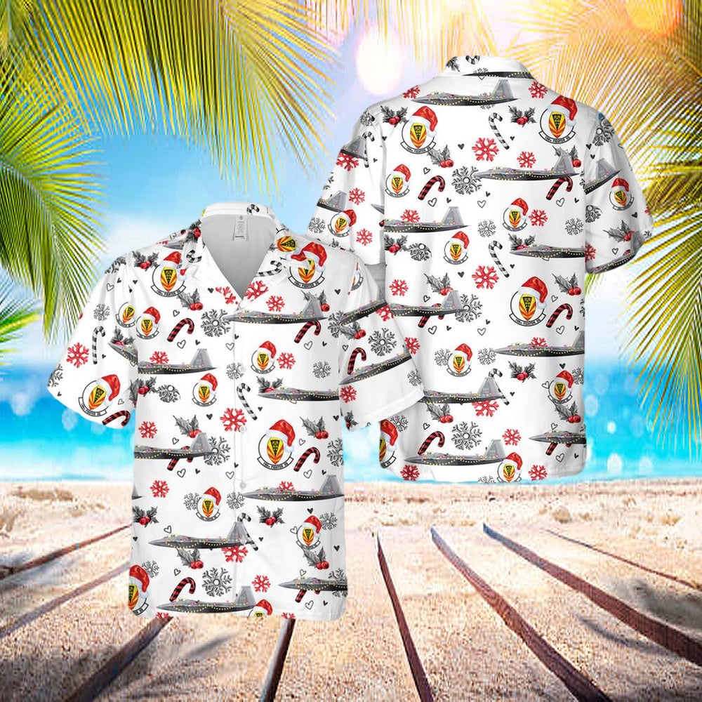 Us Air Force Hawaii Air National Guard 154th Wing 199th Fighter Squadron F22a Raptor Christmas Hawaiian Shirt - Hawaiian Outfit For Men