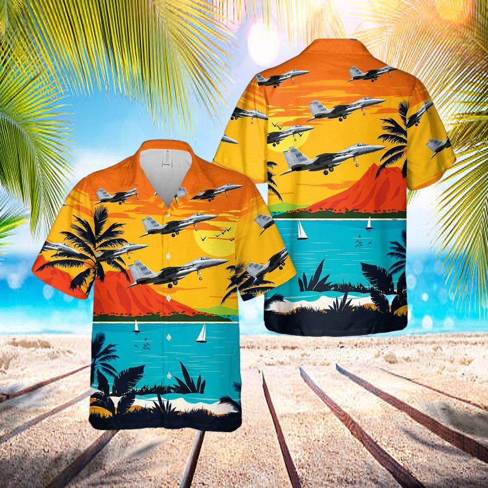 Us Air Force Hawaii Air National Guard F-15 Eagle Hawaiian Shirt - Beachwear For Men - Best Hawaiian Shirts