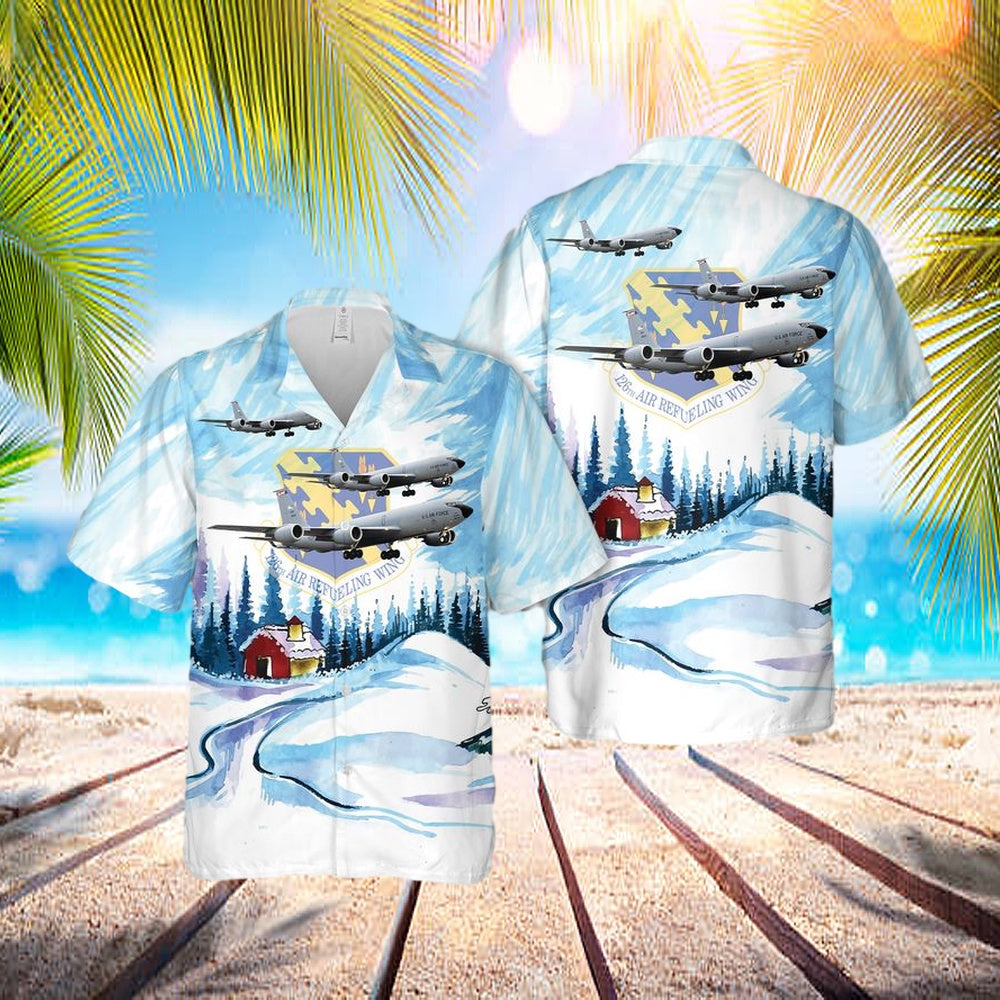 Us Air Force Illinois Air National Guard (126 Arw) Kc-135 Stratotanker Christmas Hawaiian Shirt - Hawaiian Outfit For Men