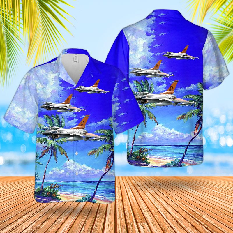 Us Air Force Indiana Air National Guard 122nd Fighter Wing F-16c Block 25 Hawaiian Shirt - Mens Hawaiian Shirt - US Air Force Gifts