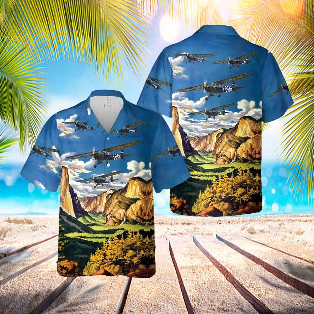 Us Air Force J-3 Cubl-4 Grasshopper Hawaiian Shirt - Beachwear For Men - Best Hawaiian Shirts