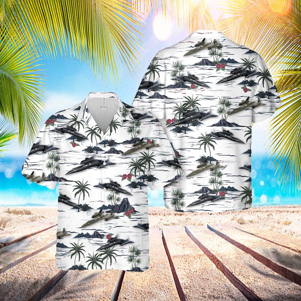 Us Air Force Lockheed Sr-71 Blackbird Hawaiian Shirt - Beachwear For Men - Best Hawaiian Shirts