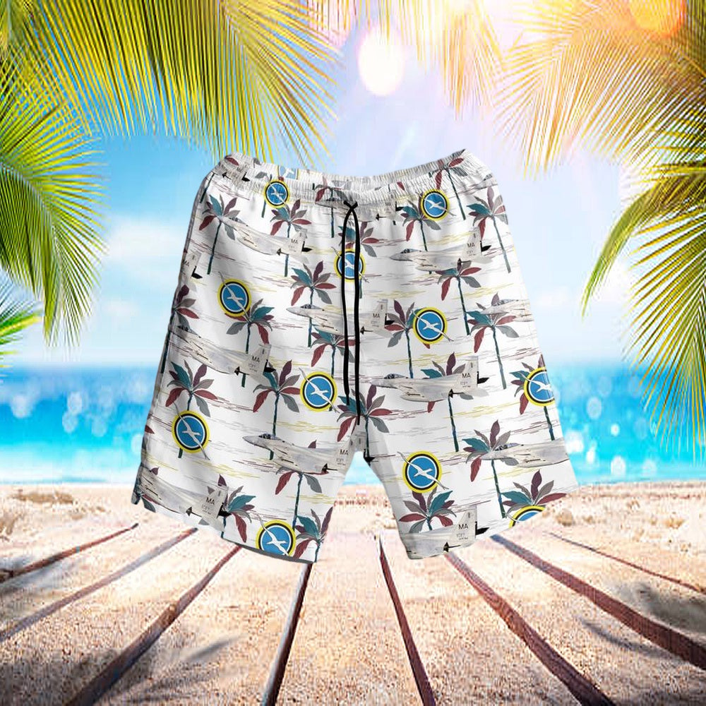 Us Air Force Massachusetts Air National Guard 101st Intelligence Squadron F-15c Eagles Hawaiian Short - Hawaiian Outfit For Men
