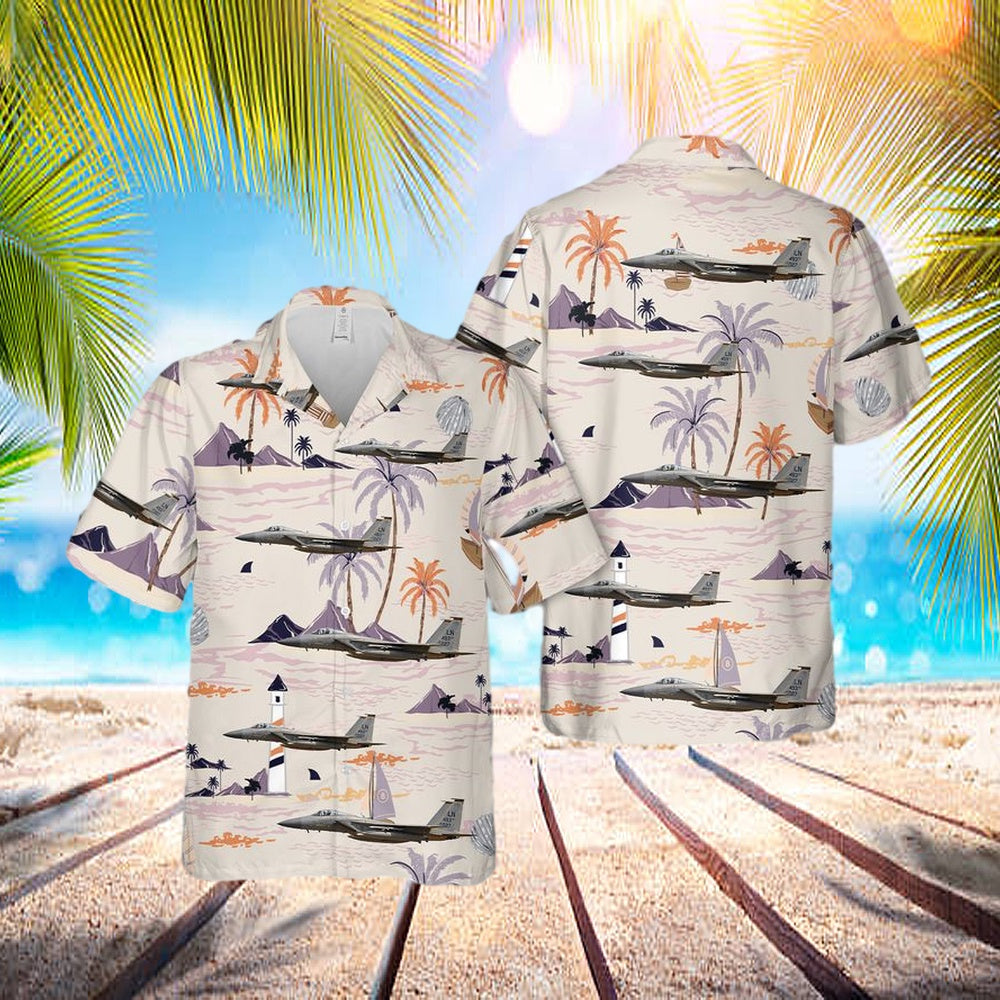 Us Air Force Mcdonnell Douglas F-15c Eagle 84-0027 Of The 493rd Fighter Squadron Hawaiian Shirt - Beachwear For Men - Best Hawaiian Shirts