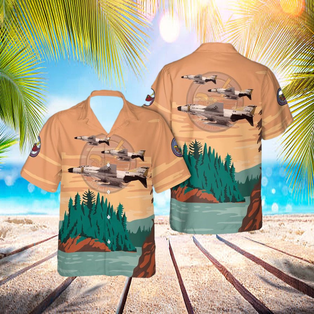 Us Air Force Michigan Air National Guard 171st Fighter-Interceptor Squadron F-4c Phantom I Hawaiian Shirt - Hawaiian Outfit For Men