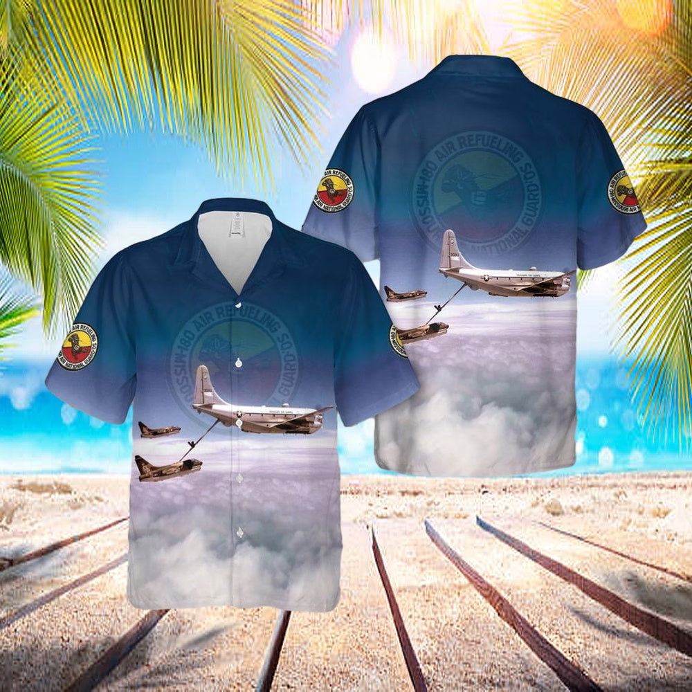 US Air Force Missouri Air National Guard 180th Air Refueling Squadron Boeing KC-97G Stratofreighter 53-283 refueling 23d TFW A-7D Corsair IIs Hawaiian Shirt