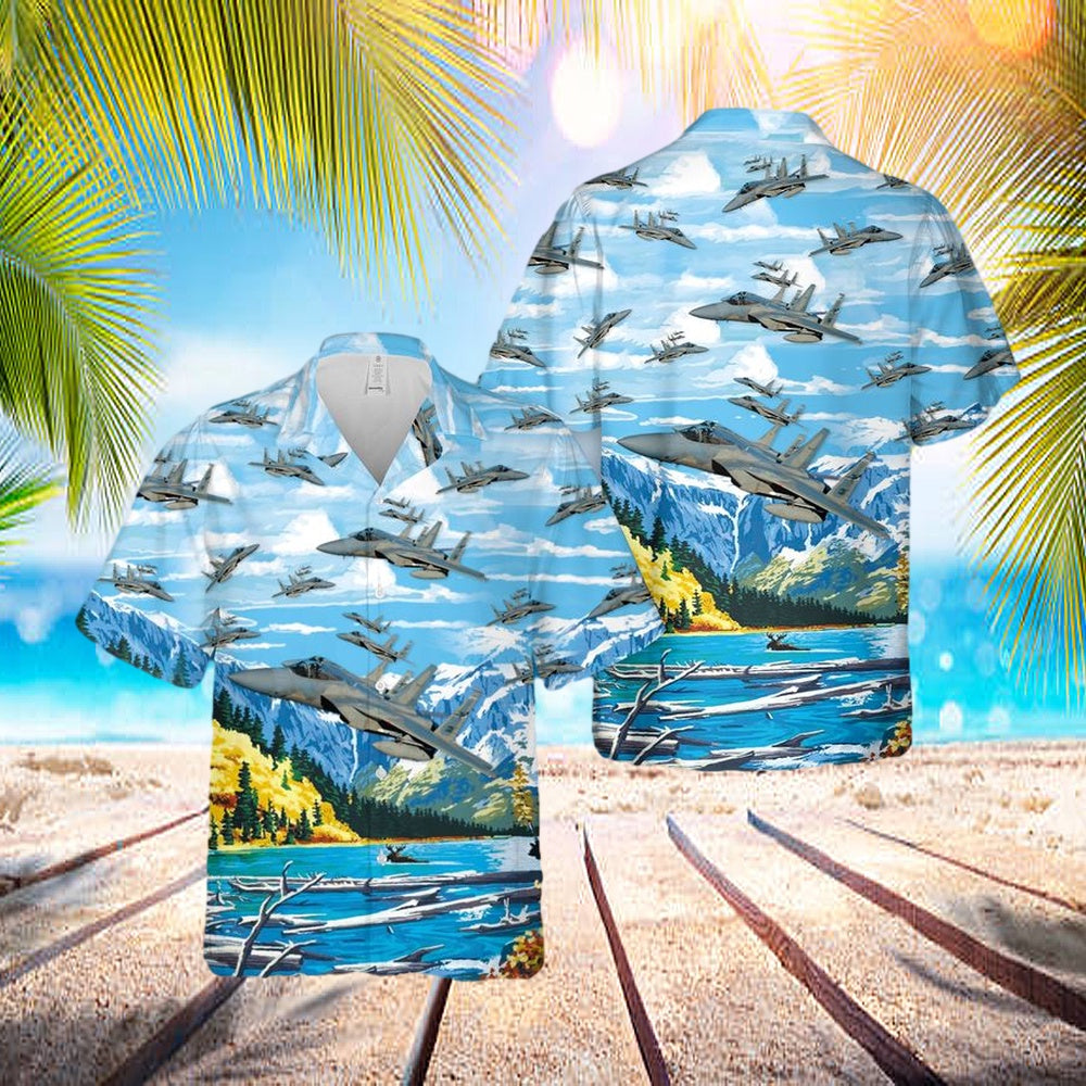 Us Air Force Montana Air National Guard F-15 Eagle Hawaiian Shirt - Beachwear For Men - Best Hawaiian Shirts
