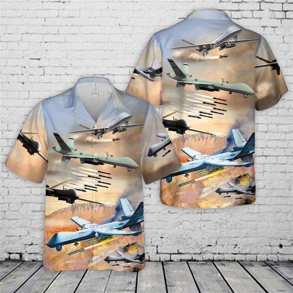 U.S. Air Force Mq-9a Reaper Hawaiian Shirt - Mens Hawaiian Shirt - US Air Force Gifts