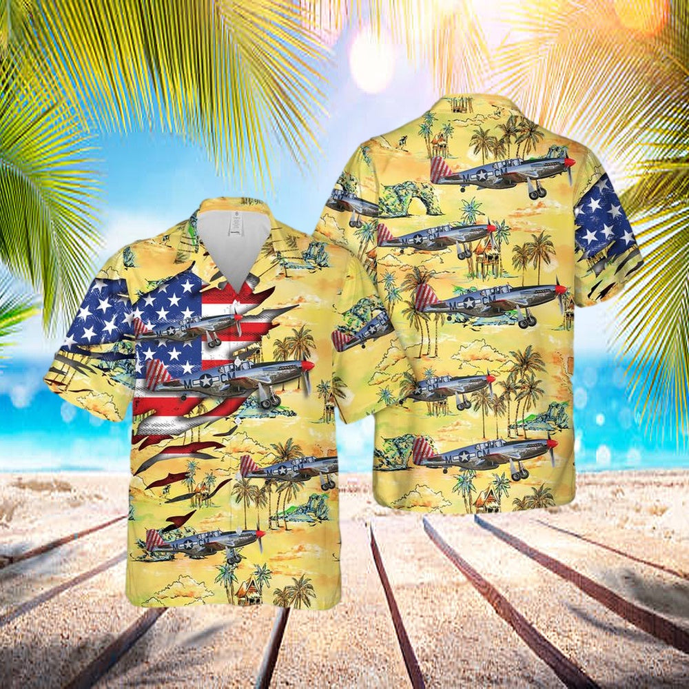 Us Air Force North American Tp-51c Mustangs Betty Jane Hawaiian Shirt - Beachwear For Men - Best Hawaiian Shirts