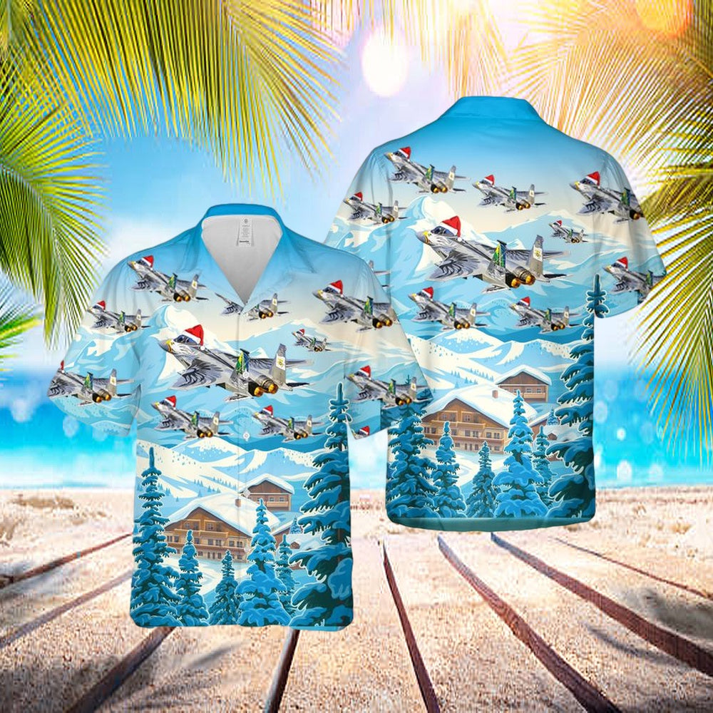 Us Air Force Oregon Air National Guard F-15 Eagle Christmas Hawaiian Shirt - Beachwear For Men - Best Hawaiian Shirts