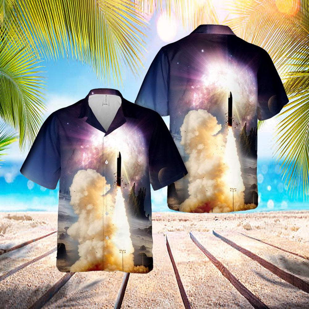 US Air Force Peacekeeper Missile Launched From A Silo Hawaiian Shirt - Mens Hawaiian Shirt - US Air Force Gifts