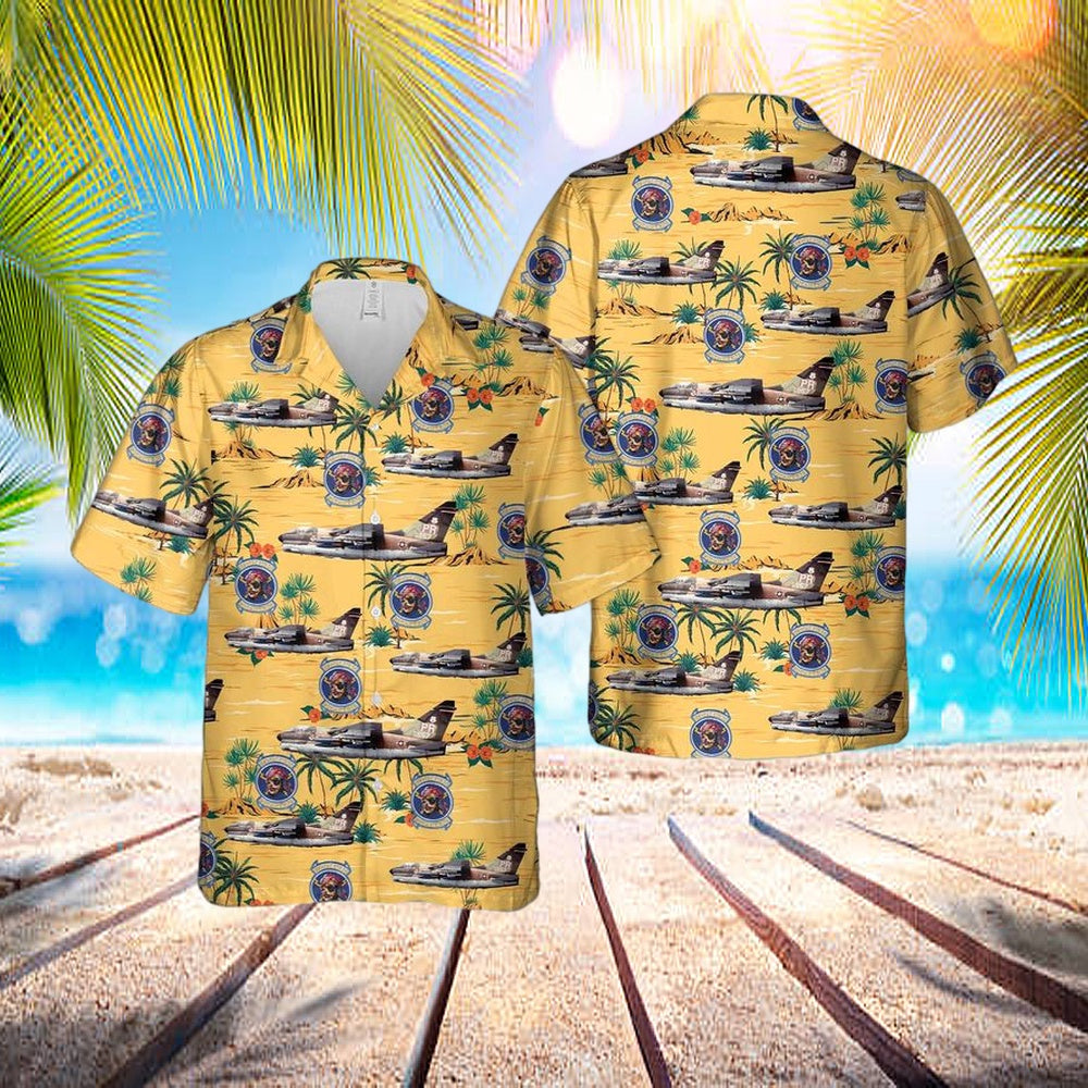 US Air Force Puerto Rico Air National Guard A-7D Corsair II 198th Tactical Fighter Squadron Hawaiian Shirt - Mens Hawaiian Shirt - US Air Force Gifts