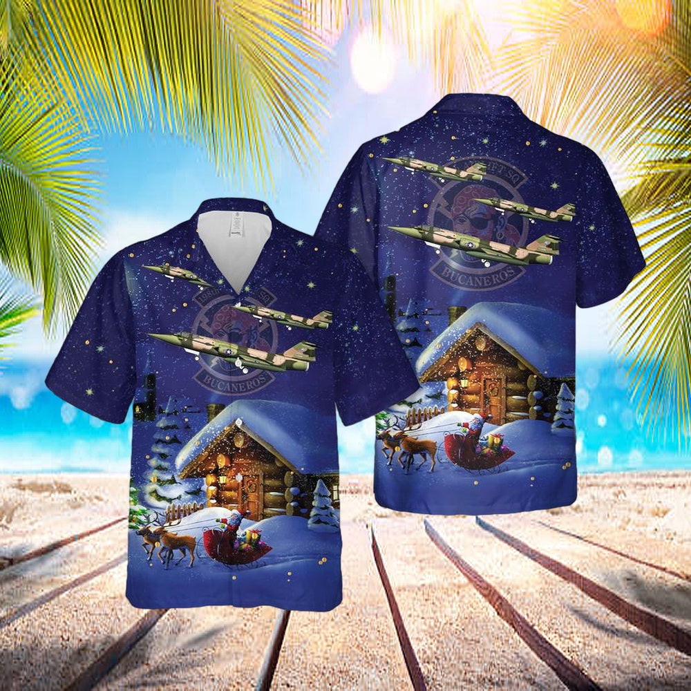 US Air Force Puerto Rico Air National Guard Lockheed F-104C Starfighter 198th TFS Christmas Hawaiian Shirt - Mens Hawaiian Shirt - US Air Force Gifts