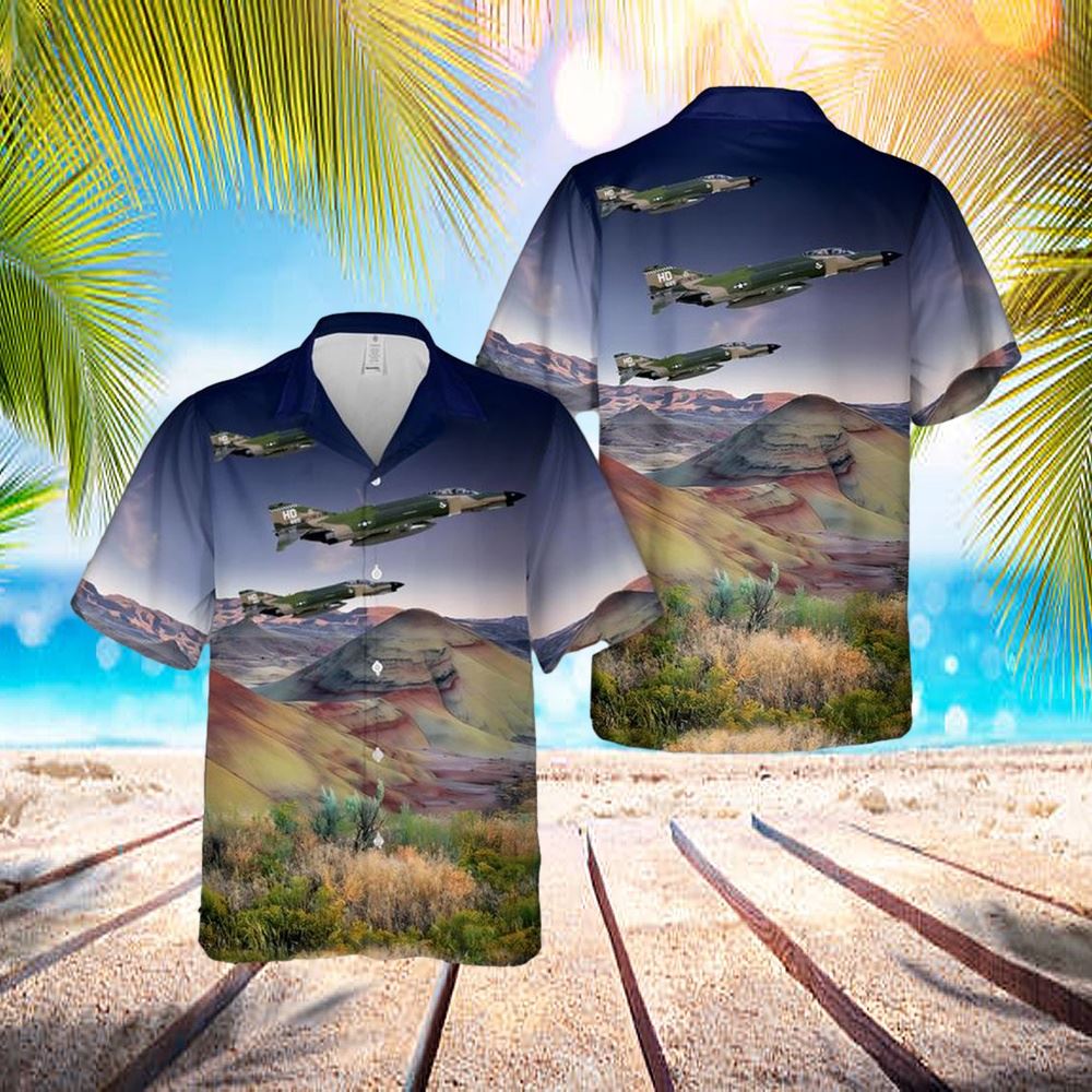 US Air Force QF-4E Phantom Hawaiian Shirt - Mens Hawaiian Shirt - US Air Force Gifts