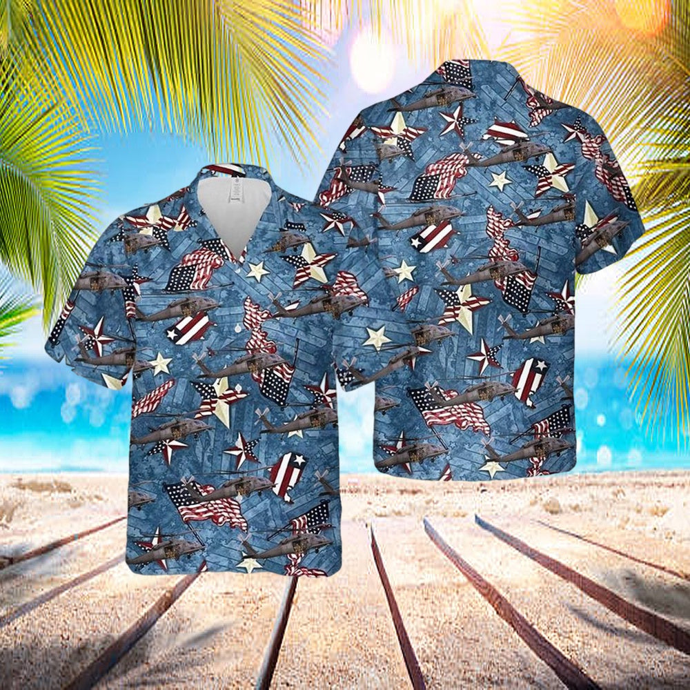 US Air Force Sikorsky HH-60 Pave Hawk, 4th Of July Hawaiian Shirt - Mens Hawaiian Shirt - US Air Force Gifts