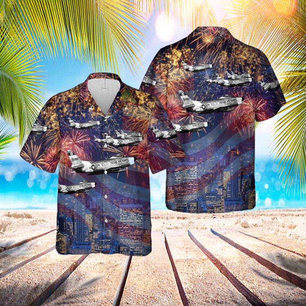 US Air Force Texas Air National Guard 182d Fighter-Interceptor Squadron - F-86L Interceptors, 4th Of July Hawaiian Shirt - US Air Force Gifts
