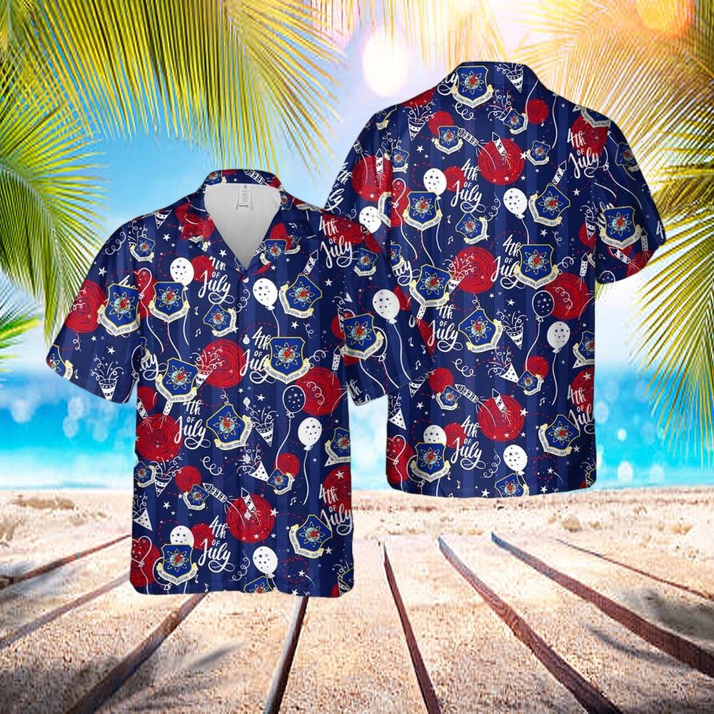 US Air Force Texas Air National Guard 254th Combat Communications Group, 4th Of July Hawaiian Shirt - Mens Hawaiian Shirt - US Air Force Gifts
