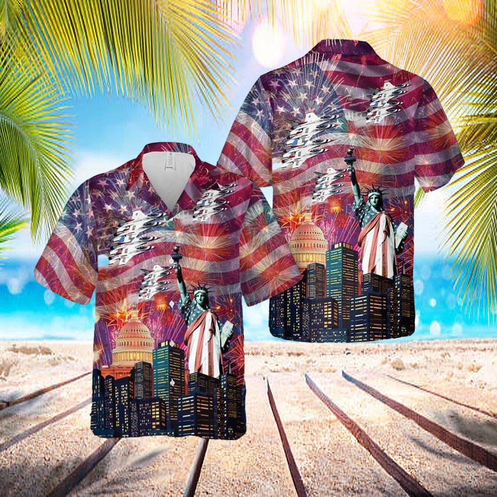 US Air Force Thunderbirds, 4th Of July Hawaiian Shirt - Mens Hawaiian Shirt - US Air Force Gifts