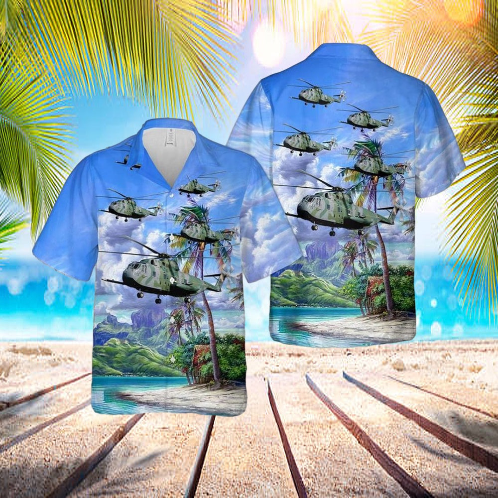 US Air Force Vietnam Era Sikorsky HH-3E Jolly Green Giant Hawaiian Shirt - Mens Hawaiian Shirt - US Air Force Gifts